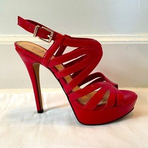 Jessica Simpson red strappy heels